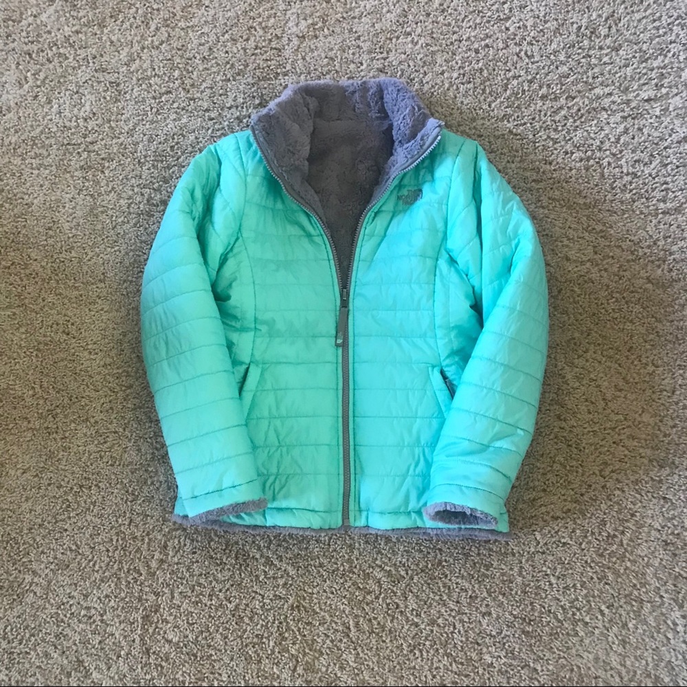 NorthFace teal jacket reversible with pockets